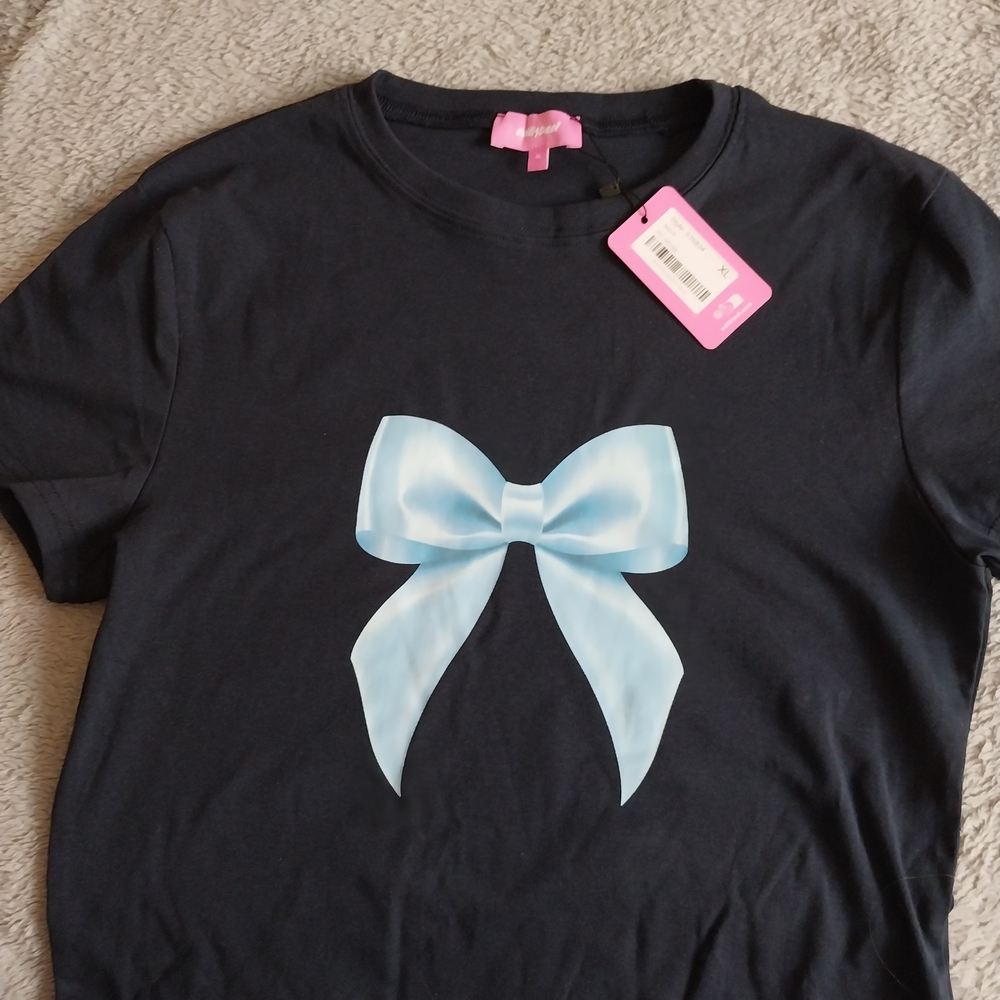 Edikted Tee with Blue Bow Accent